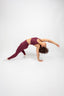 sustainable high-waist butter soft maroon leggings and longline bra for yoga and pilates