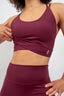womens sustainable longline maroon sports bra and high waist buttery soft leggings