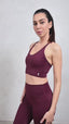 womens eco-friendly buttery soft yoga set maroon longline bra and high waist leggings