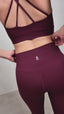 butter soft recycled fabric women's yoga set maroon mulberry longline sports bra high-waist legging