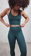 blue green teal butter soft eco-friendly yoga set longline bra high waist leggings