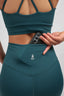 buttery soft womens longline sports bra and high waist leggings with hidden pocket in teal