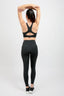 recycled womens sportwear black leggings with pockets and high support sports bra 