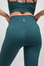 recycled fabric teal high waist butter soft leggings with pocket and longline yoga bra