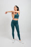 sustainable high-waist butter soft blue-green leggings and cross back yoga sports bra