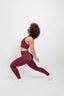 eco-friendly high-waisted buttery soft maroon leggings and longline bra for yoga and pilates