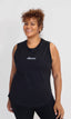 organic cotton black womens relaxed muscle tank top with logo