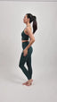 blue green teal buttery soft sustainable activewear high-waisted leggings and cross-back sports bra