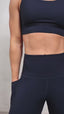 eco-friendly activewear womens high-waist performance leggings and high support sports bra navy blue