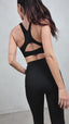 sustainable black performance sportswear womens supportive sports bra and high-waist legging