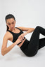 sustainable peformance activewear black high support sports bra and high-waist compression leggings