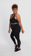 high impact black sports bra and high waist compression leggings with alluren logo
