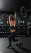 womens performance black compression leggings and high support sports bra in recycled fabric