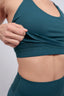 womens sustainable longline teal sports bra and high waist buttery soft leggings