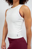 italian econyl recycled fabric with ribbed cropped tank with maroon butter soft yoga leggings
