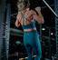 butter soft womens cross back yoga sports bra and high waist leggings in teal blue-green